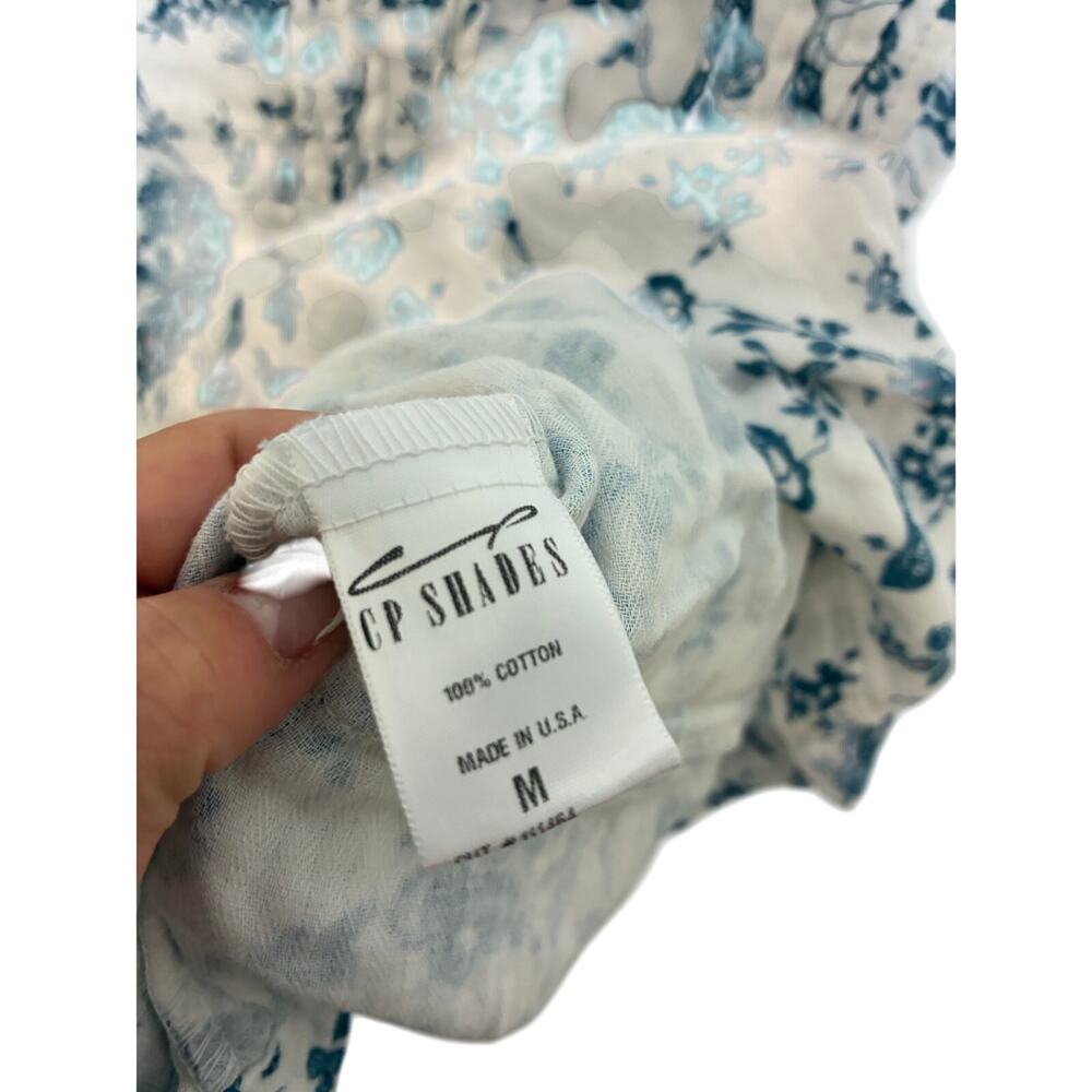 NWT CP Shades Blue Ditsy Floral Notched Neck Mini Dress Cotton Beach Malibu M - Picture 4 of 5
